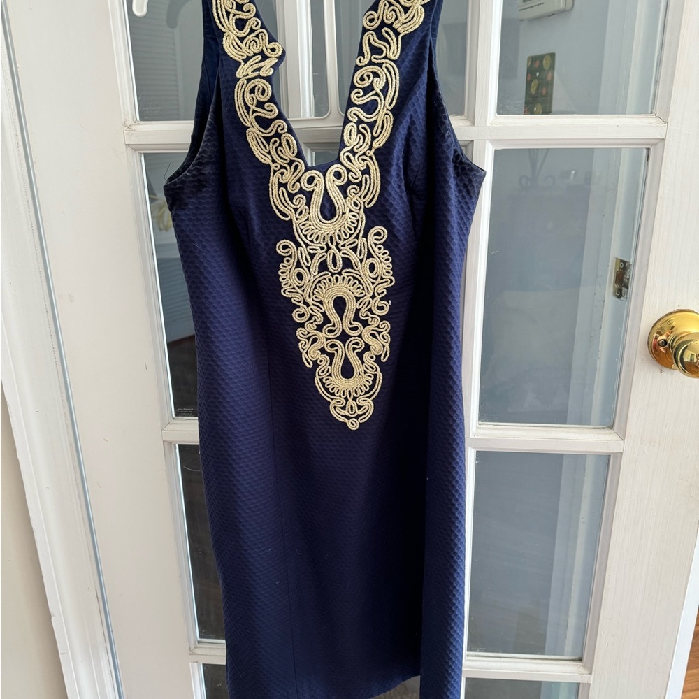 Lily Pulitzer size 2 navy with gold embroidery dress